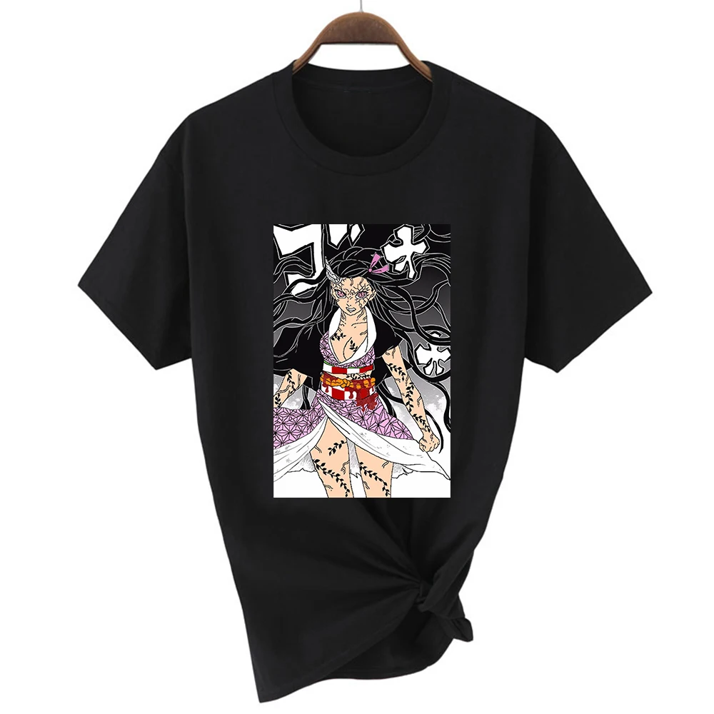 Модная летняя черная футболка Kimetsu No Yaiba женские милые футболки Harajuku для