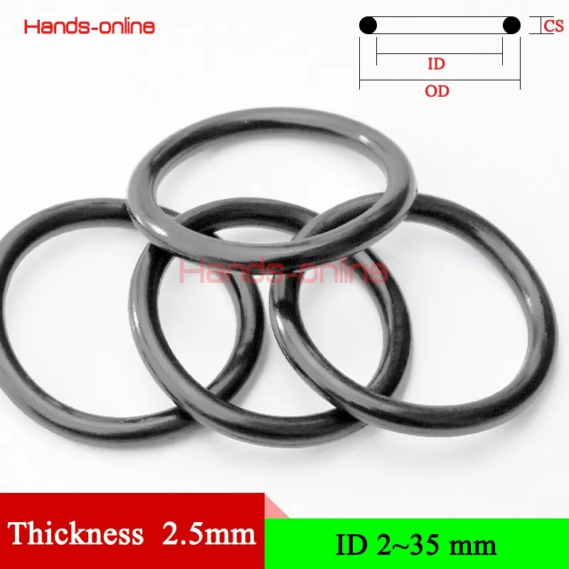 

Rubber O Rings Oring Thickness 2.5mm/0.098" Inner Diameter 2-35mm/0.079"-1.378" NBR70 Nitrile Ring Gasket Oil Gas Water Seal