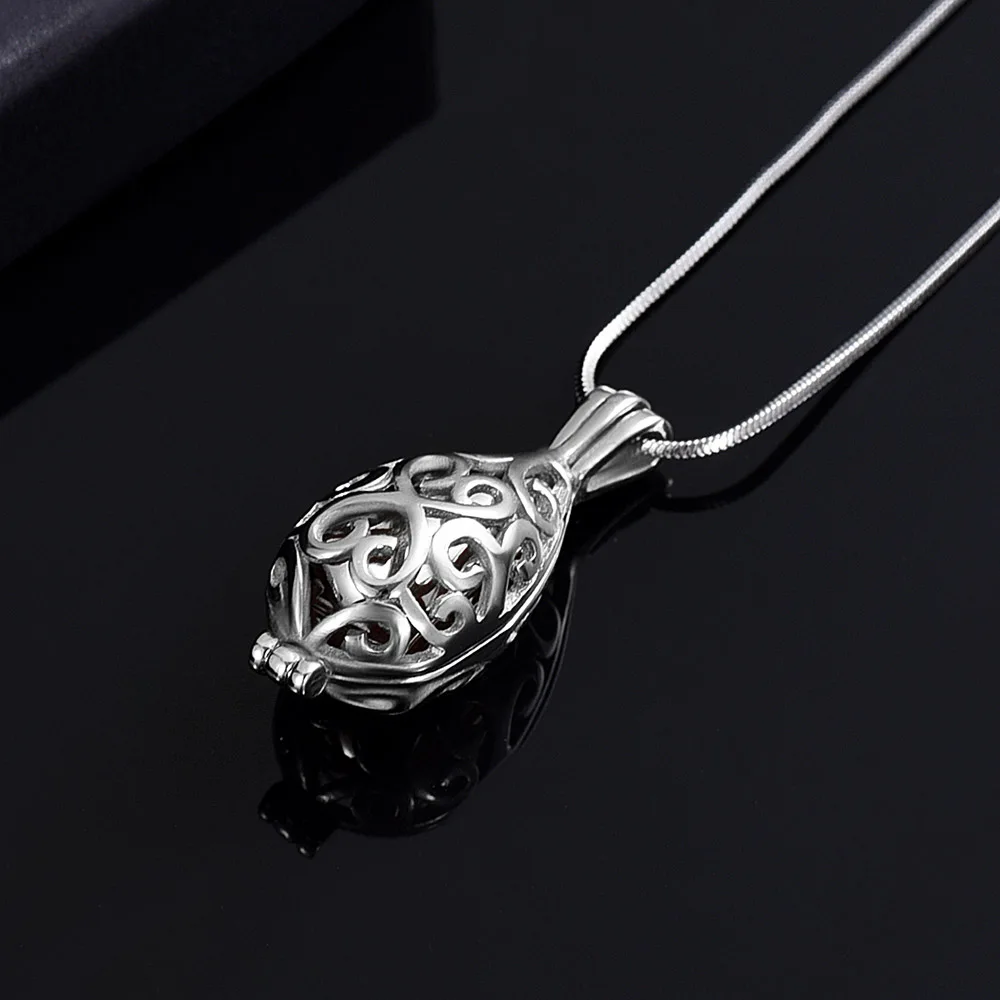 Cremation Jewelry Teardrop Urn Necklace for Ashes with Hollow Memorial Locket Pendant Urn Jar Keepsake Jewelry for Women Men