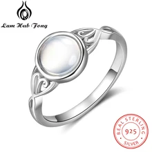 925 пробы Серебряное очаровательное женское кольцо с лунным камнем в викторианском стиле, круглое женское кольцо, хорошее ювелирное изделие, подарок для жены(Lam Hub Fong