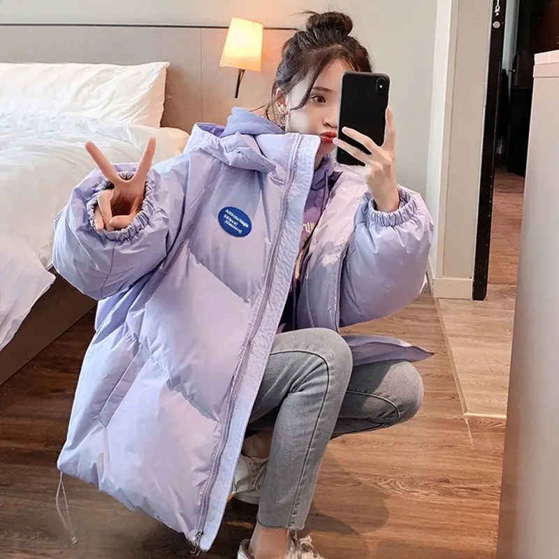 Winter down cotton padded jacket female 2021 new student cotton padded jacket Korean version loose and versatile thickened hoode