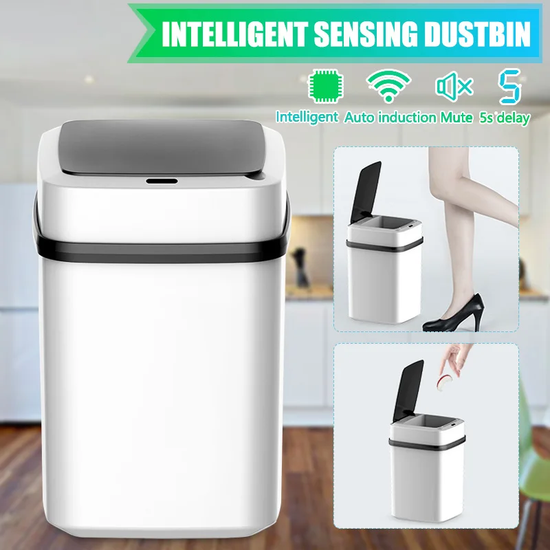 

Waste Bins 10L Kitchen Home Household Electric Full Automatic Intelligent Automatic Sensing Dustbin Garbage Trashcan Bathroom