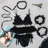 La NewTempting Sexy ropa interior conjunto de Braga y sujetador mujeres boda Lencería sujetador Tanga con liga collar pierna anillo ► Foto 1/6