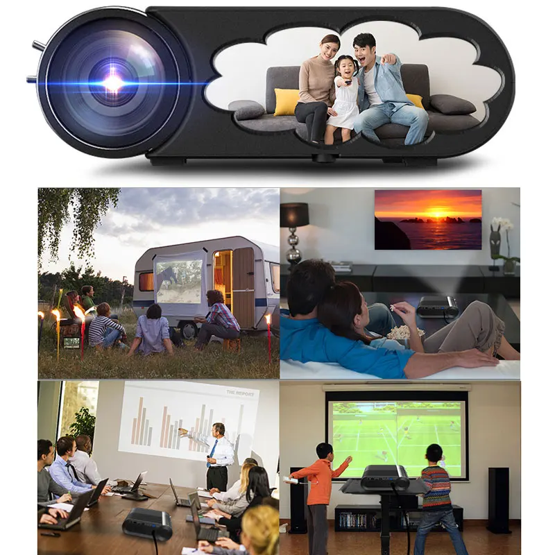 Portable HD LED Projector 720P Household Home Theater Movies Beamer for Office Conference LHB99