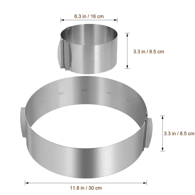 OUNONA Baking Ring Baking Tools Adjustable 6 12 Inch Stainless Steel Mousse Layered Cake Mold Baking 4