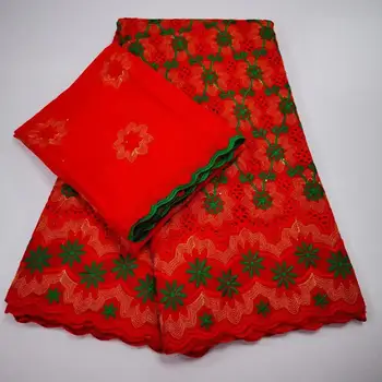 

African 5+2 Yards Latest Brode Coton Fabric With Stones Embroidery Swiss Cotton Lace Fabrics Dubai Indian Women Party Dry Laces