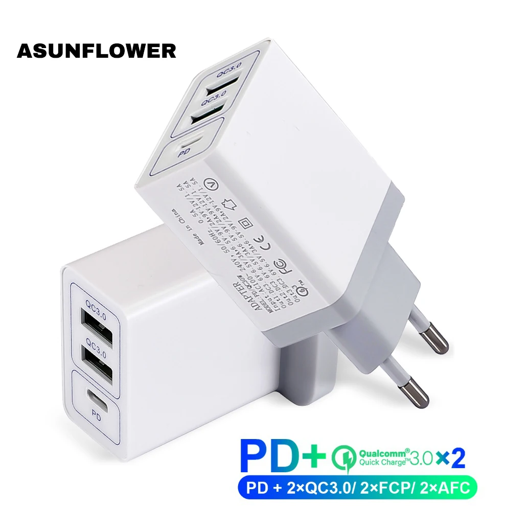 Быстродействующее зарядное устройство Qc 3,0 PD 3,0 с 3 портами для iPhone XR XS MAX MacBook, быстрое зарядное устройство для мобильного телефона, 36 Вт, настенное зарядное устройство для планшета samsung S9