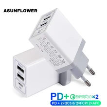 Быстродействующее зарядное устройство Qc 3,0 PD 3,0 с 3 портами для iPhone XR XS MAX MacBook, быстрое зарядное устройство для мобильного телефона, 36 Вт, настенное зарядное устройство для планшета samsung S9