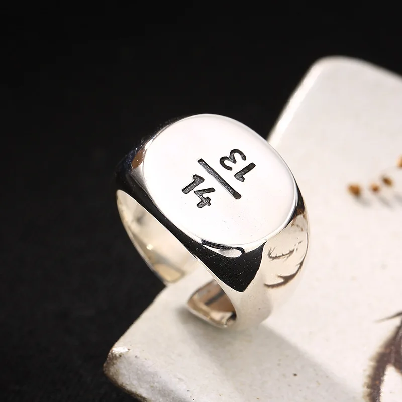 Silver V.YA, S925 Стерлинговое Серебро, гладкое, простое кольцо для мужчин и женщин, 1314, выгравированное, Ретро стиль, кольцо для влюбленных, серебряное, простое украшение - Цвет основного камня: Silver