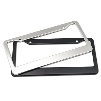 

XCCPJ Universal License Plate Frame for Car Number Auto Number Plate Holder Stainless Steel 2 Round Holes Car Accessories