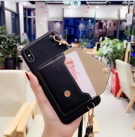 strap phone bag case Кошелек карточный ремешок кожаный чехол для samsung galaxy s10 s9 plus note 9 s10e s10 lite чехол Роскошный плечевой ремень для телефона - Color: strap phone bag case