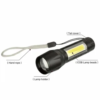 

Mini XPE + COB Flashlight Outdoor Camping Hiking Flashlight 4 Lighting Mode14500/AA Battery Pocket Torch LED Light