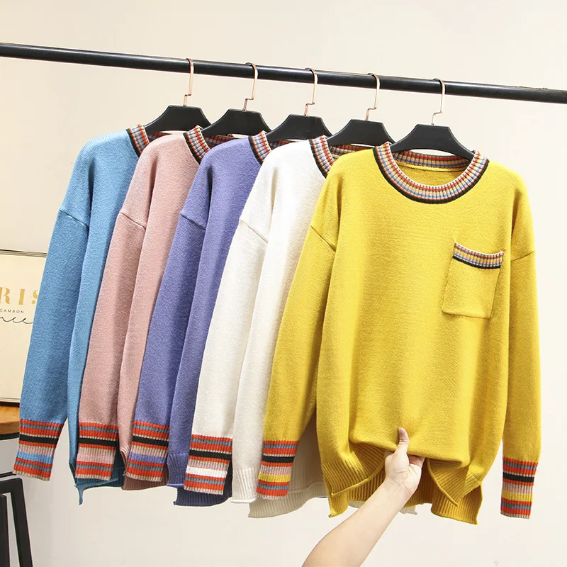 Повседневные женские свитера размера плюс Осень зима 2019 Модные свободные