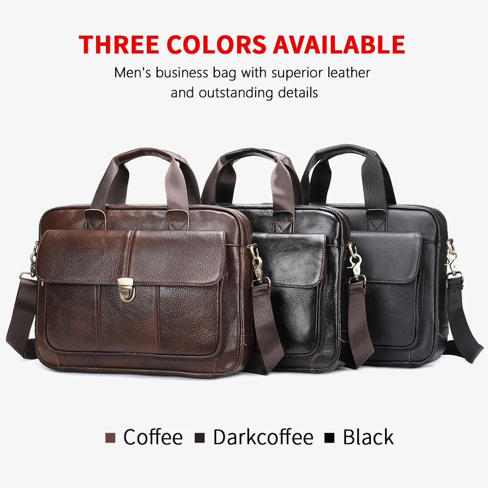 WESTAL Men's Briefcase Genuine Leather Laptop Bag 14 Men's Leather Handbags Office Bag for Men Porte Document  Bags for Man 315 5
