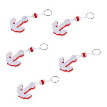 

5x Yachting Boating Floating Keychain Keyring Key Ring-Sailing Anchor White