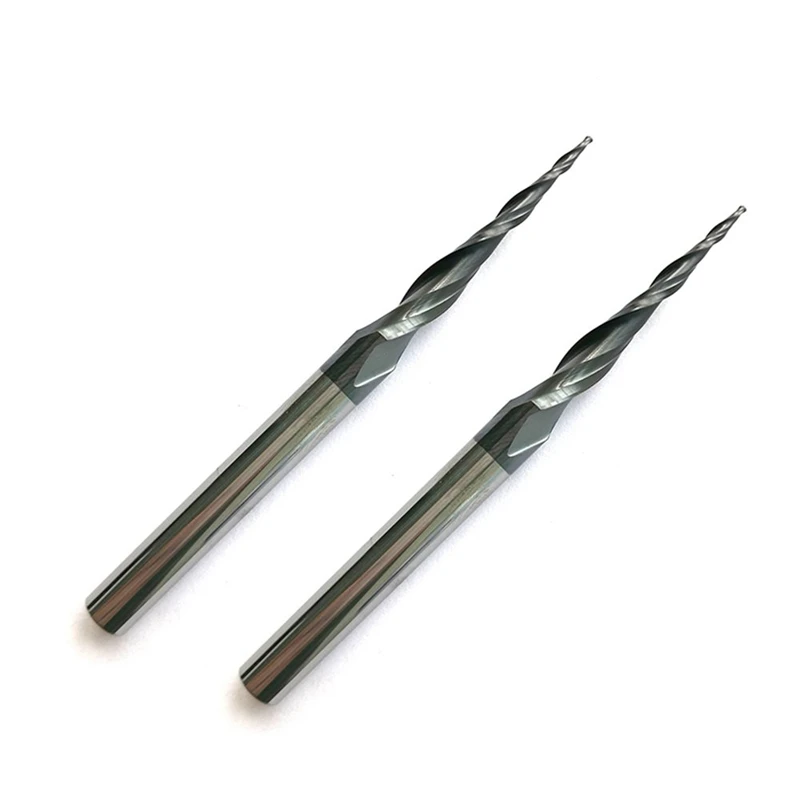 

2Pcs R0.75xD6x30.5x75Lx2F Solid Carbide 6mm Ball Nose Tapered End Mills Router Bits Cnc Router Taper Wood Metal Milling Cutter