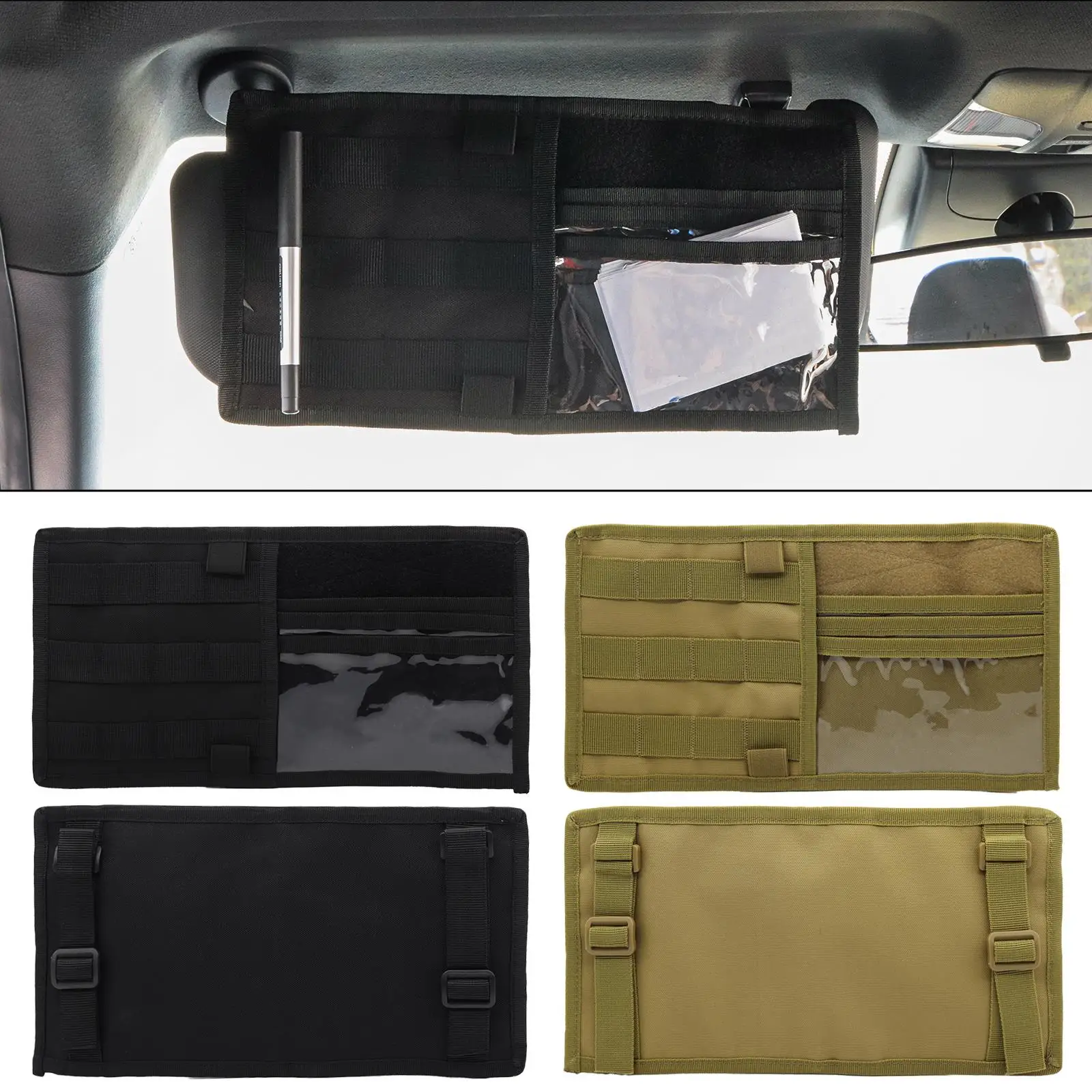 

Universal Tactical Car Sun Visor MOLLE Vehicle Truck Pouch CD Card Pen Map Multi-pocket Storage Organizer Bag Holder Accessories