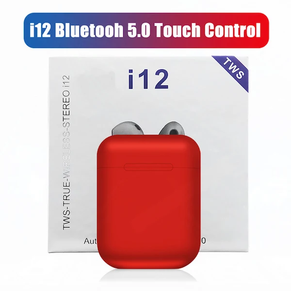TWS Red Беспроводные Bluetooth наушники i12 TWS спорт телефон Bluetooth 5,0 наушники с наушниками аксессуары чехол для i7s i10 i13 i30 i20 TWS - Цвет: TWS Red