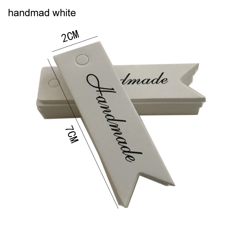 handmad white 100 шт с пустыми этикетки из крафт-бумаги DIY для пошива швейных изделий небольшой ярлычок подарочные бирки закладки этикетки для одежды Ретро выпечки - Цвет: handmad white