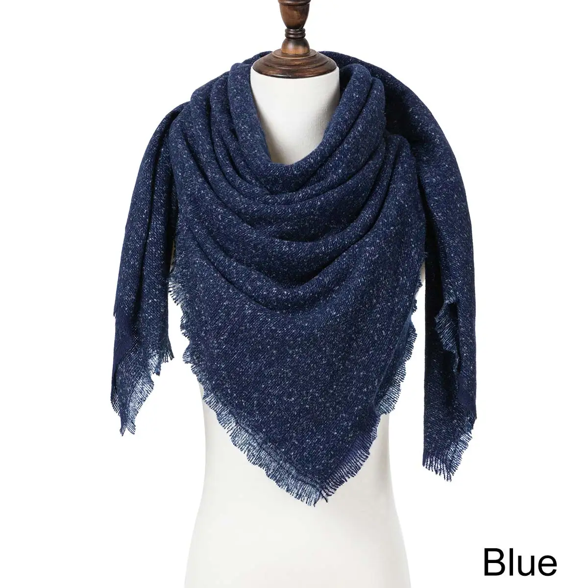 Зимний женский теплый шарф, Одноцветный зимний женский шарф, модные вязаные треугольные шарфы - Цвет: G
