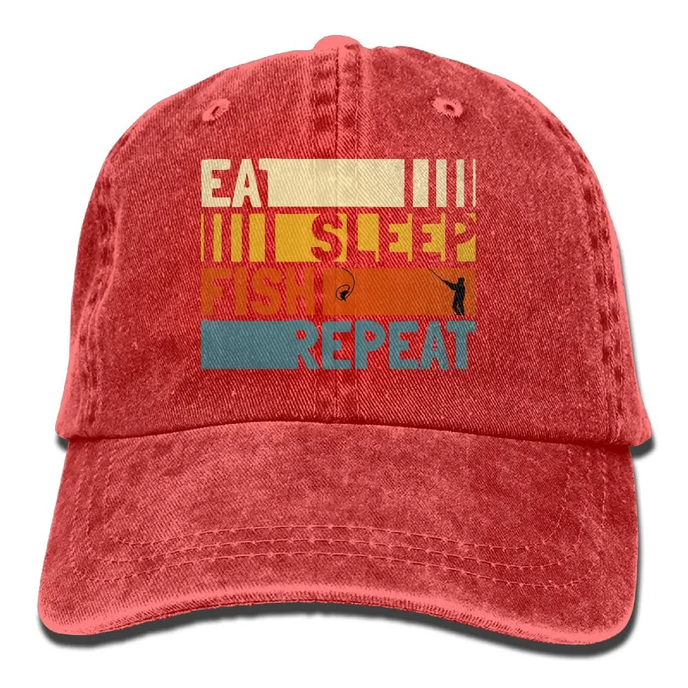 TSDFCDenim бейсбольная кепка Eat Sleep Fish Repeat унисекс бейсболка Потертая джинсовая кепка