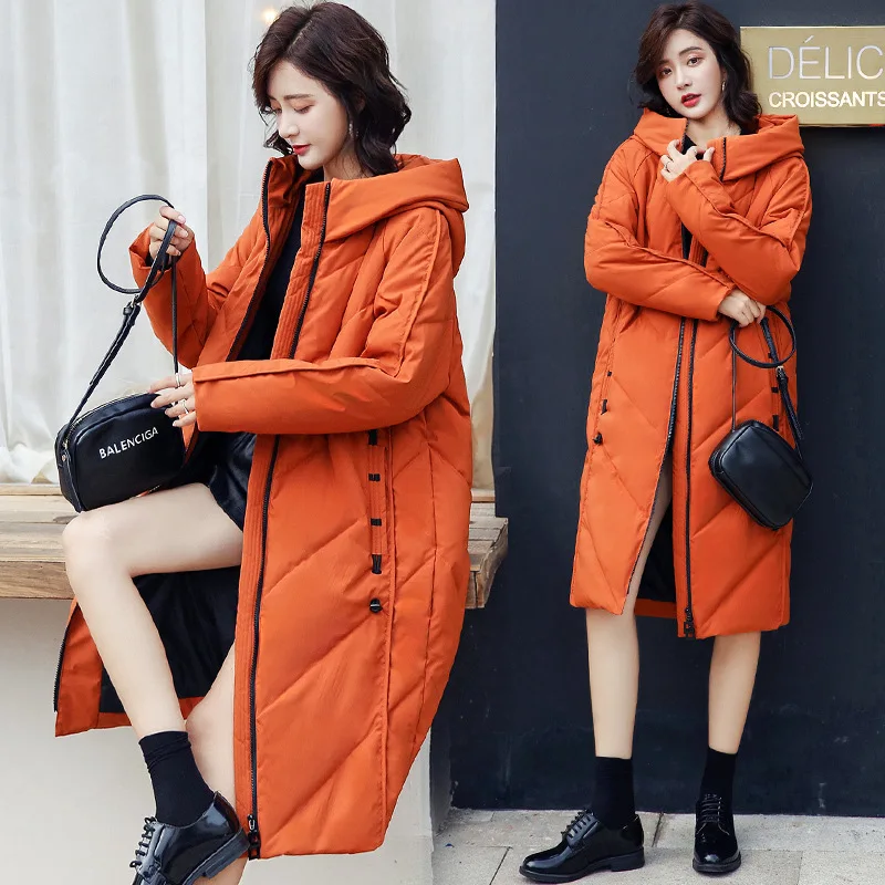 

Cotton-padded Clothes Female Winter 2018 New Style Long over-the-Knee Cocoon Thick Cotton-padded Jacket Hooded INS down Coat Win