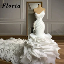 

Sweep Long Train Wedding Dresses Tiered Saudi Arabia 2020 Robe De Mariee Turkish Couture Dubai Strapless Bridal Gowns Kaftans