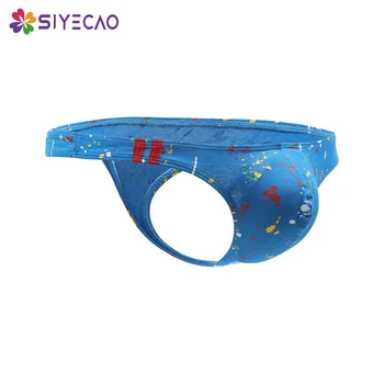 

Men Thongs G Strings Sexy Printed Cotton Men's Underwear European Size Low-rise T-back Panties Men Slips Bikini Underpants Cueca