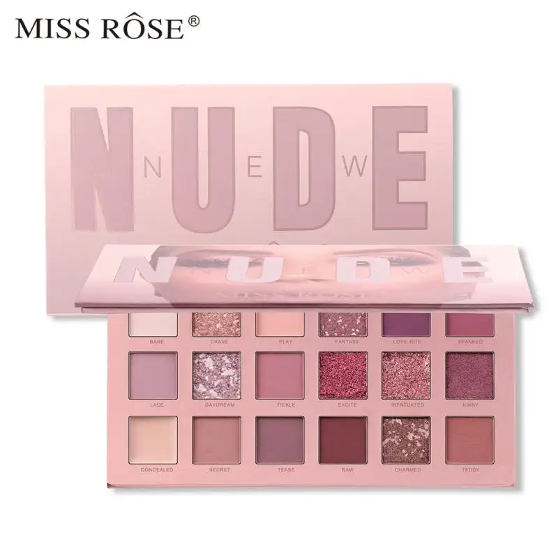 MISS ROSE, 18 цветов, обнаженные тени для век, палитра матовых теней для век, макияж, палитра пигментов, косметика, водостойкие блестящие тени для век TSLM1