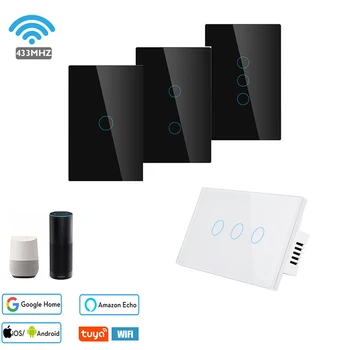 

Touch Switch WiFi & RF 1-3Gang US Standard AC110V-120V Remote Control Wall Switch Smart Alexa Google Home