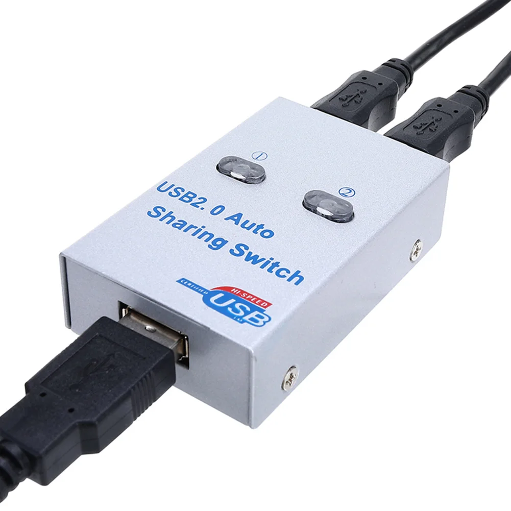 USB 2,0 сканер сплиттер компьютерный Переключатель концентратор устройство Автоматический складной принтер обмен офисные металлические ПК адаптер Коробка 2 порта