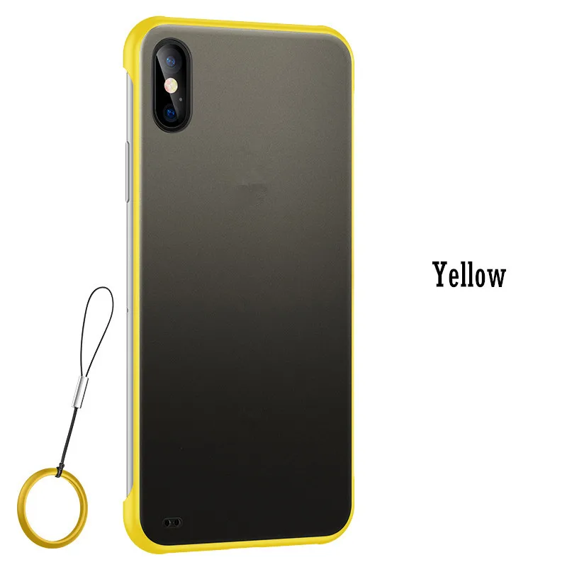 Yellow Бескаркасный Прозрачный чехол для телефона OPPO Realme X Lite C2 3 Pro Reno Z 10x Zoom R17 F11 Pro K3 металлический палец кольцо матовый чехол - Цвет: Yellow
