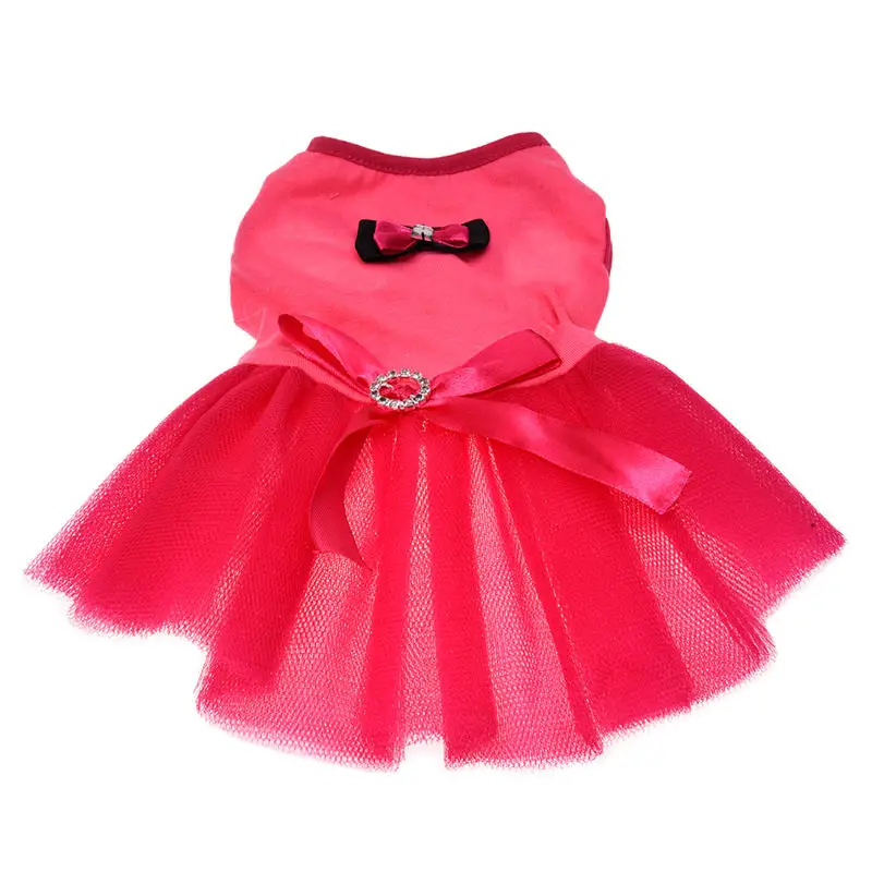 Розовый бант одежда для маленьких собак платье XS
