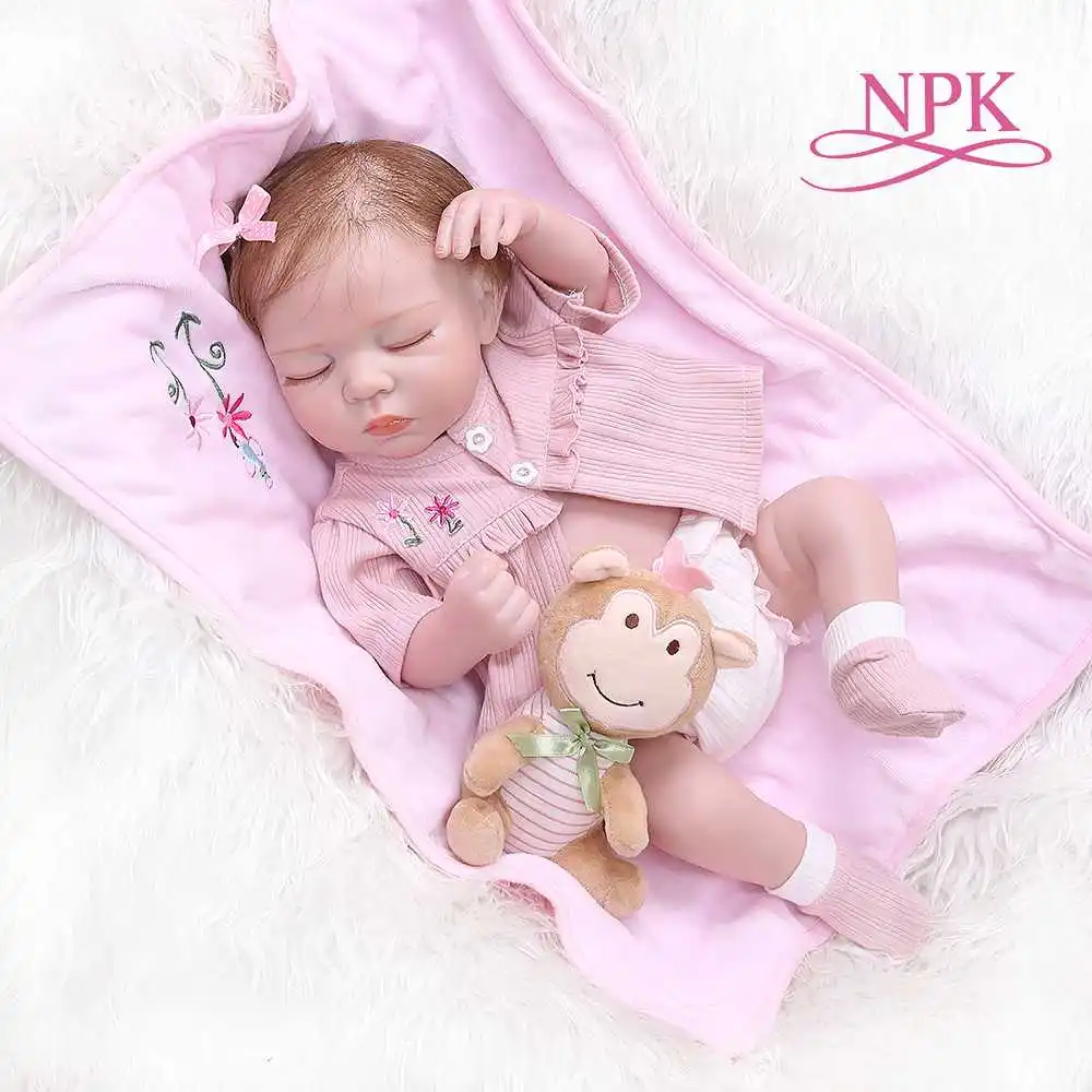 

NPK 48CM newborn realistic reborn soft full body slicone lifelike sleeping baby Anatomically Correct