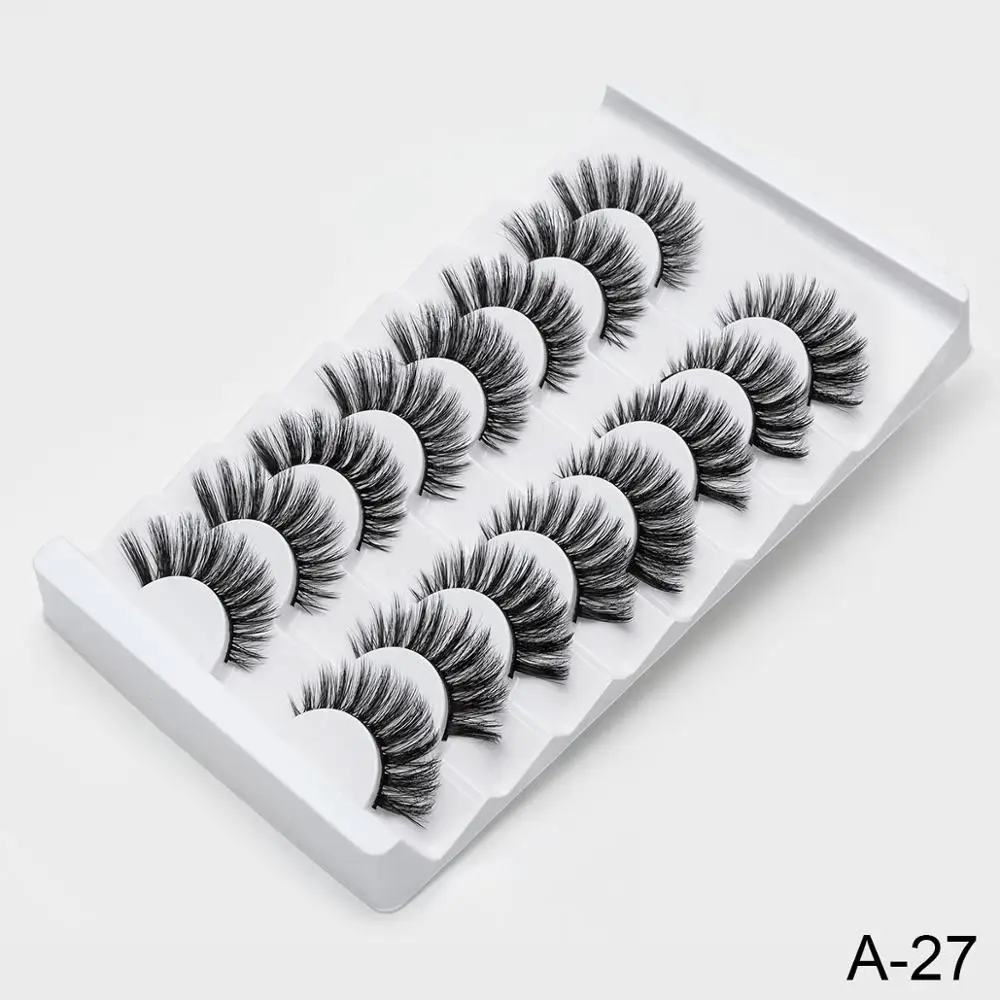 A27 5/8 пар, натуральные длинные 3D ресницы из искусственной норки, толстые, ручная работа, полная полоска, ресницы, объемные, мягкие, норковые ресницы, накладные ресницы - Цвет: A27