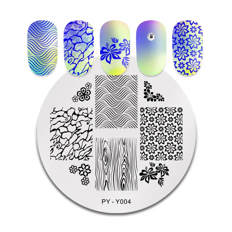 PICT YOU круглые пластины для штамповки ногтей французские наконечники из нержавеющей стали печать изображений штампы шаблоны DIY Дизайн ногтей Y001 - Цвет: PY-Y004
