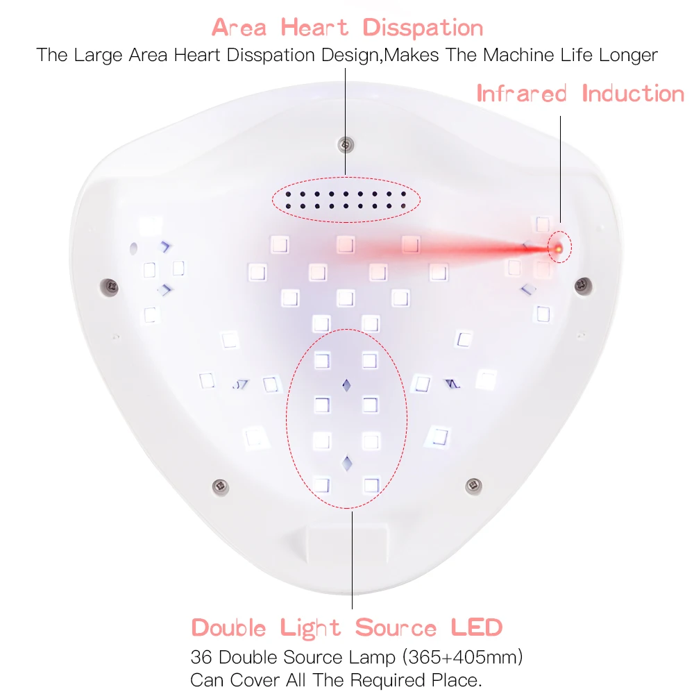 

54W UV LED Nail Dryer UV LED Gel Nail Lamp Quick-Drying with 4 Timer Setting Automatic Sensor for Fingernail LED Gel Nail Lamp