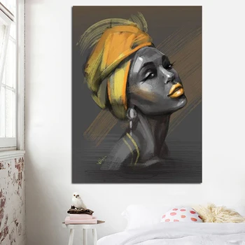 

XINQI Canvas Painting Woman With Turban Poster And Prints Human Portrait On Wall Art Pictures Home Decoration For Living Room