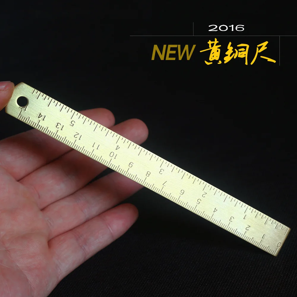 

Mini Small tong chi Pure Brass Ruler Retro shu qian chi EDC Ruler 15 Cm Measuring Ruler Double Measuring
