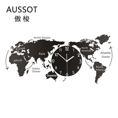 Cena Duży twórczy zegar ścienny do salonu mapa świata zegar ścienny nowość prosty styl skandynawski Reloj zwierząt Mandelda moda GG50gz