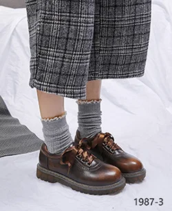 CEVABULE British Women's Leisure Single Shoes Japan College Lefu Shoes Low-heeled Small Shoes Women's Shoes Leather FJM FJM