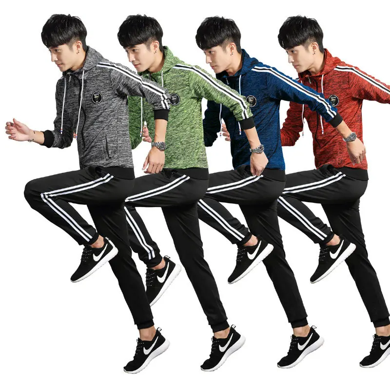 

Zipper Hoodies Tracksuit Men Set Sporting 2 Pieces Set Sweatsuit Male Clothing Set Side Striped Hooded Top And Pants Track Suits