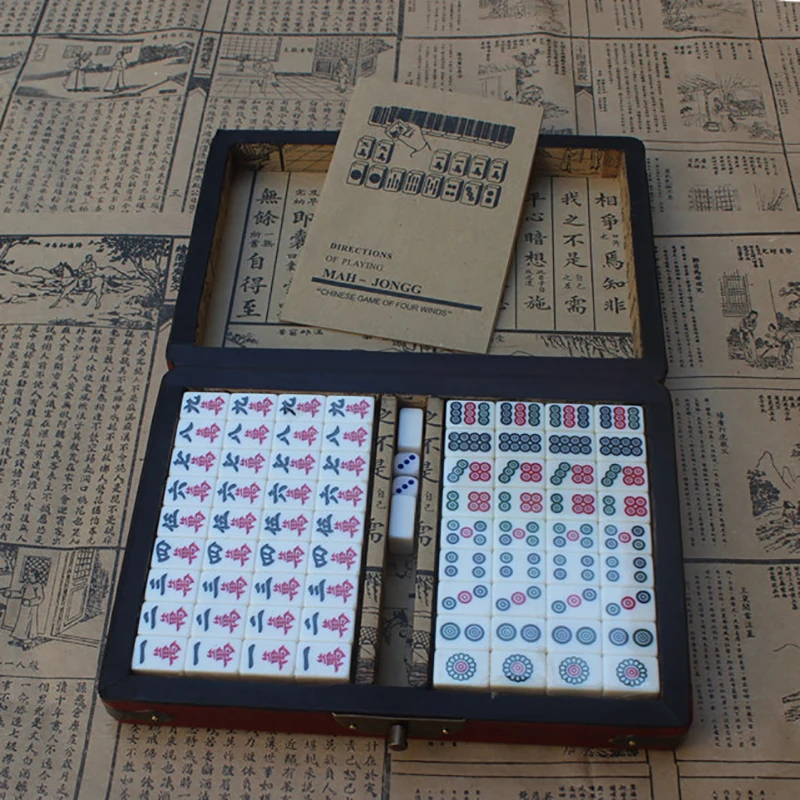 Мини портативный складной маджонг настольная игра набор с деревянной коробкой китайская семья классический открытый Крытый развлечения Настольные игры