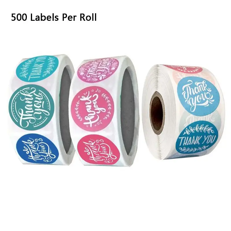 

500pcs/roll 8 Styles Thank You Sticker Handmade Scrapbooking Packaging Labels B85C