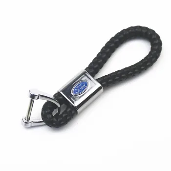 

Car Styling 3D Metal+Leather Emblem Car Key Ring Keychain Key Holder For Ford Fiesta EcoSport ESCORT focus 1 focus 3 focus 2