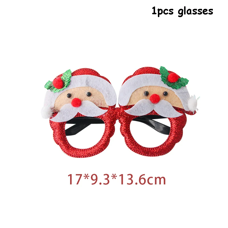 Christmas Costume Merry Christmas Tree Reindeer Horn Snowflake LED Hat Glasses Headband Christmas Decorations for Home Gift Noel - Color: 1pcs glasses