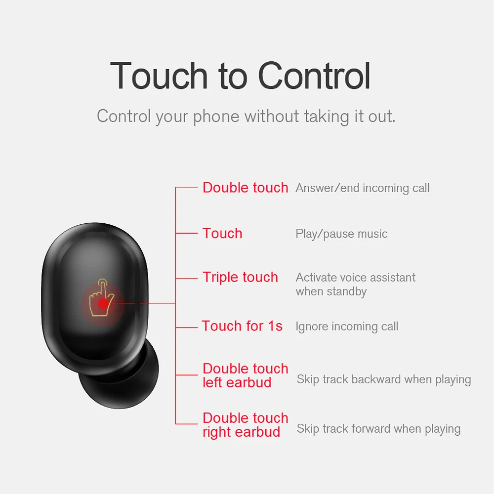 Оригинальные TWS bluetooth беспроводные наушники Bluetooth 5,0 сенсорные наушники гарнитура шумоподавление для Xiaomi для Redmi AirDots