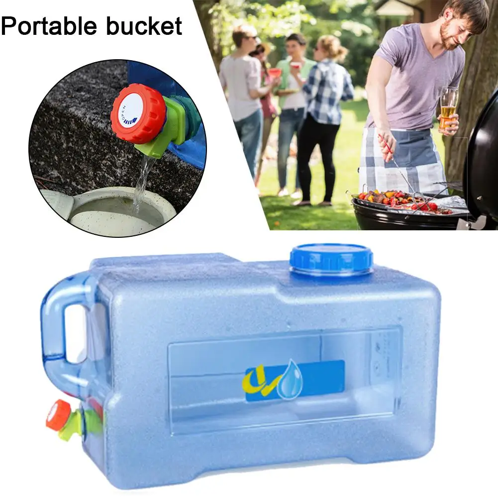 

25L Square PC Car Bucket Thickened With Faucet Self-Driving Car Portable Bucket Outdoor Camping Water Carrier Storage Container