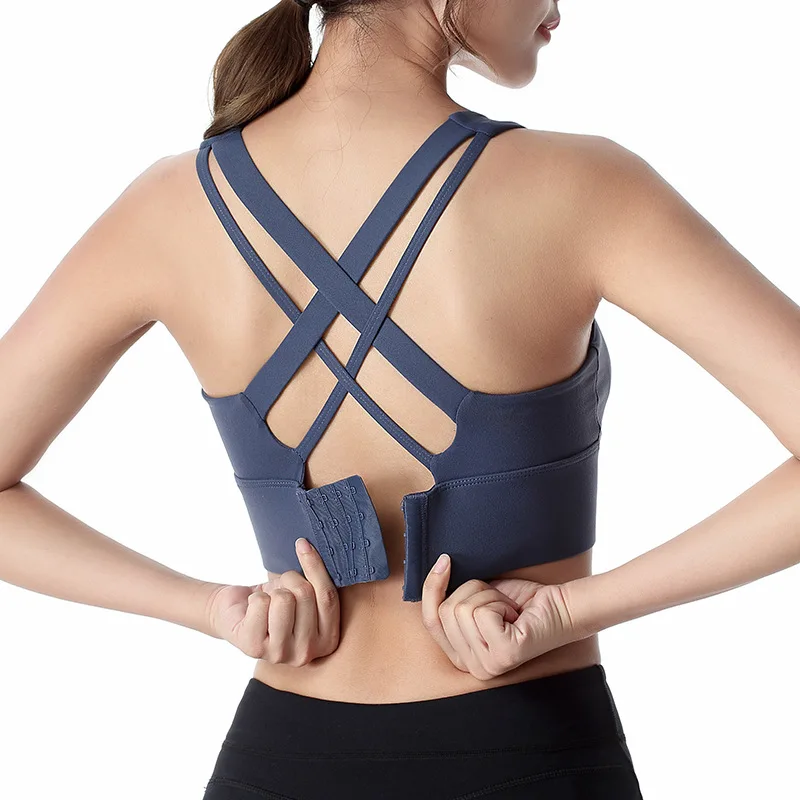 Customizable Women Sports Bra Push Up Crop Top Female Fitness Bra Hollow Breathable Top Running Sportswear Big size