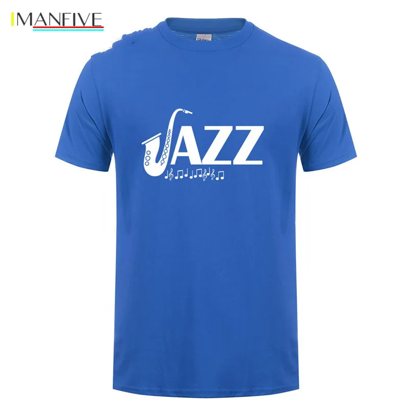 

New Fashion Music Jazz T Shirts Men Short Sleeve Cotton Cool Saxophone T-shirt Camisetas Tshirt Mens Clothing